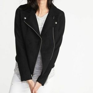 Black suede moto jacket